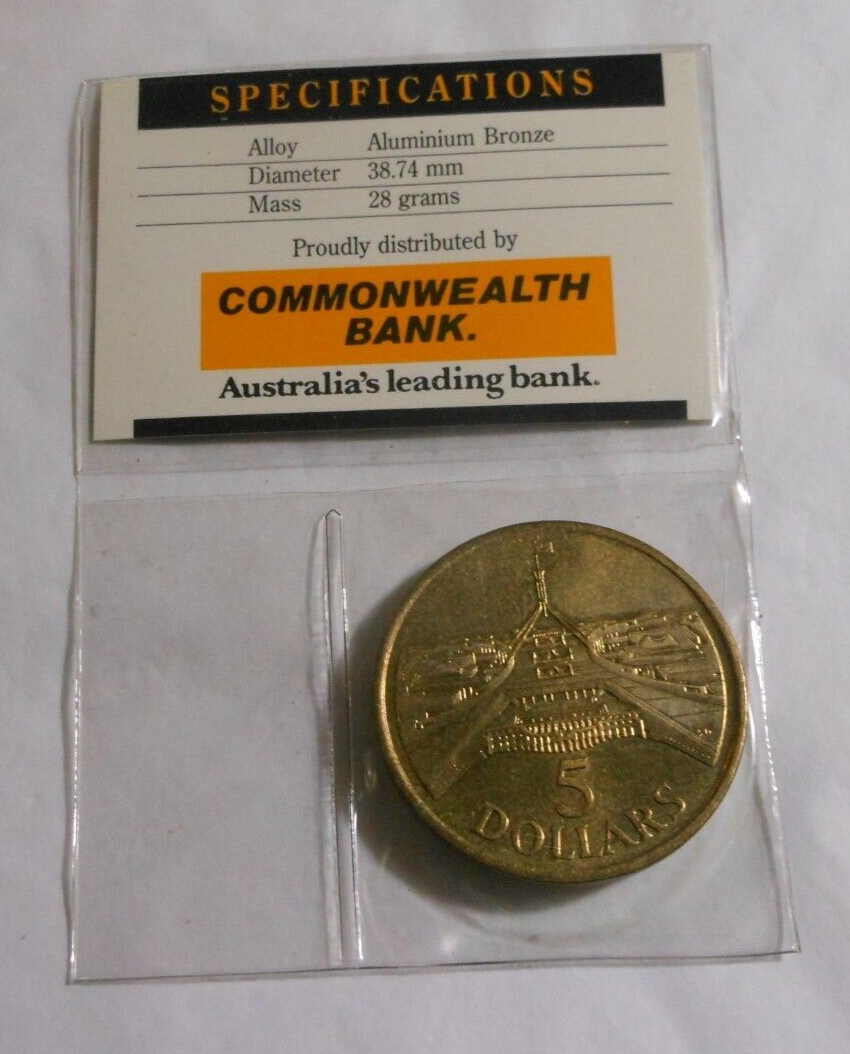 1988 Australia Commemorative 5 Five Dollar UNC Commonwealth Bank Coin