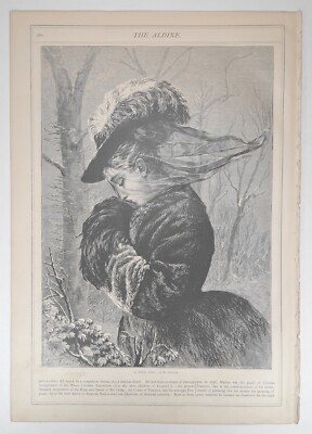 1876 Victorian Art Engraving, A Cold Day. - J. R. Ashton. Young