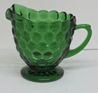 Vintage 1940-50's Anchor Hocking Green Bubble "Boopie" Glass Creamer