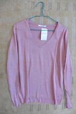 Pull léger Camaieu col V rose poudré peau pêche tomette corail Taille M - 38-40 