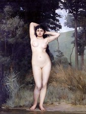 NEAR THE RIVER E. Benner girl woman nude Tile Mural Backsplash Marble Ceramic