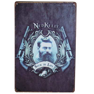 Ned Kelly Metal Tin Sign Retro Australia Homewares Man Cave Garage