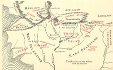Realms of Noldor & Sindar. Beleriand Middle-earth Silmarillion. TOLKIEN 1977 map