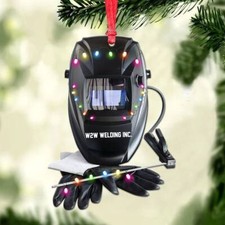 Welder Helmet And Gloves Welding Protective Gear Personalized Christmas Ornament