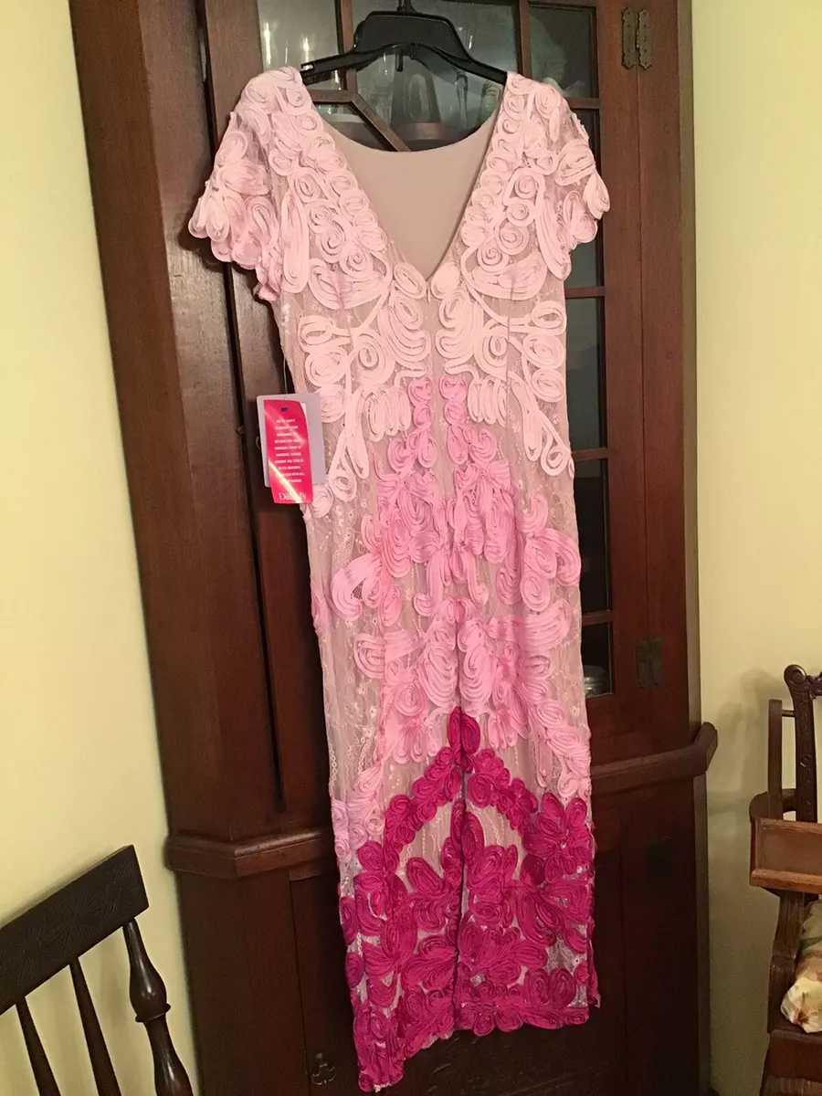 Js collections soutache clearance embroidered overlay midi dress