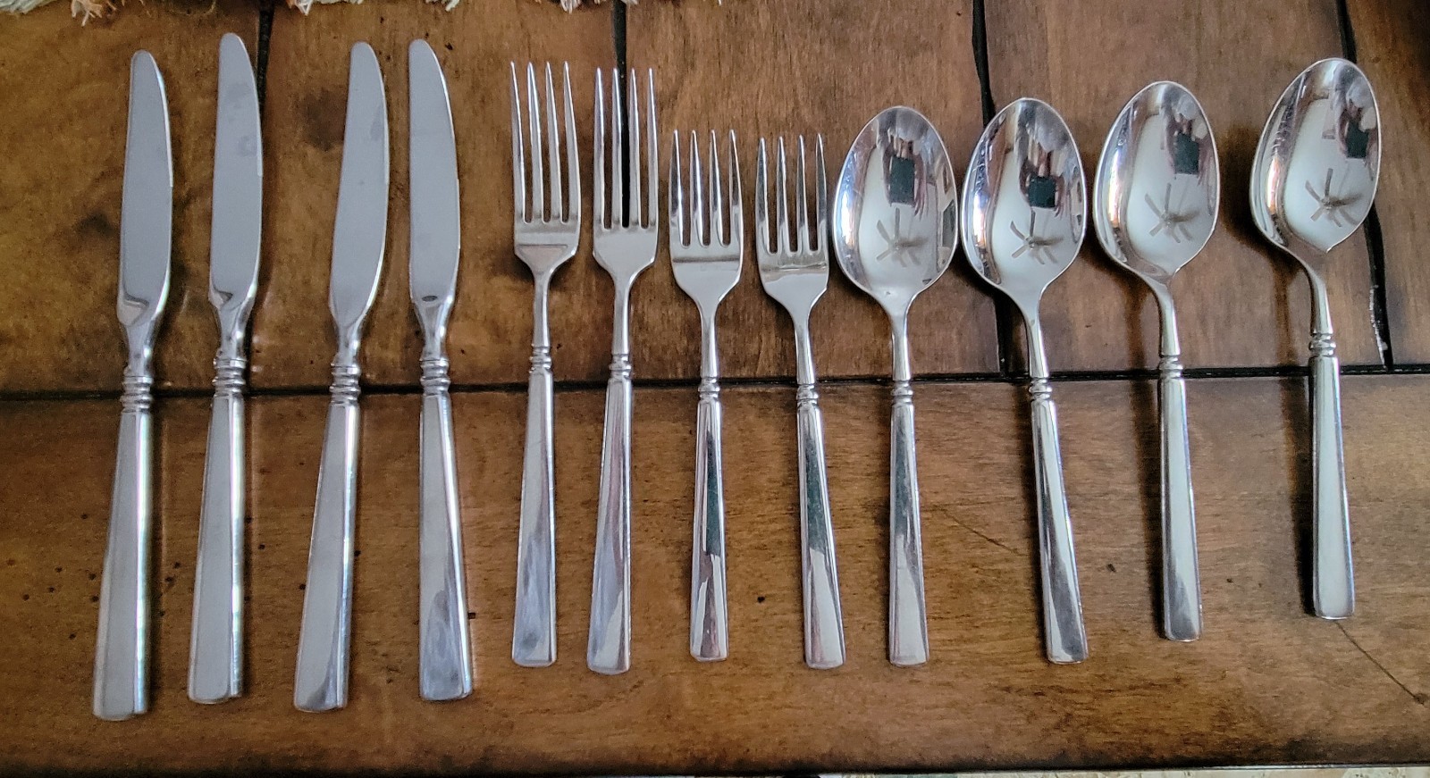 12 pcs Oneida Easton Stainless Glossy Flatware lot Set USA F