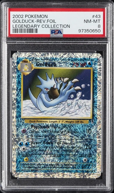 2002 POKEMON LEGENDARY COLLECTION #43 GOLDUCK-REVERSE FOIL PSA 8