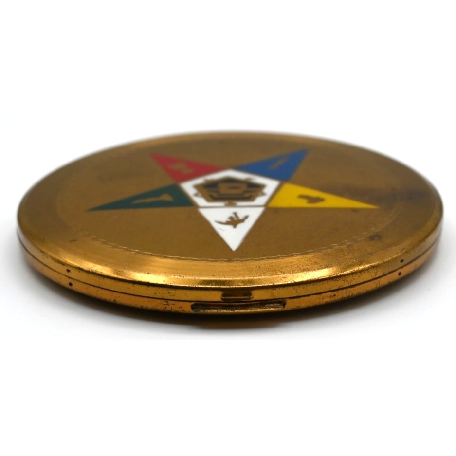 Vintage Dorset Fifth Avenue Compact 1950s Brass Enamel Eastern Star Fraternal