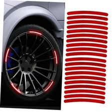20PCS Reflective Car Wheel Decorative Stripe Stickers, Red, Custom Style,