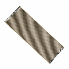 York Ticking Black and Nutmeg Table Runner, 14 by 36"