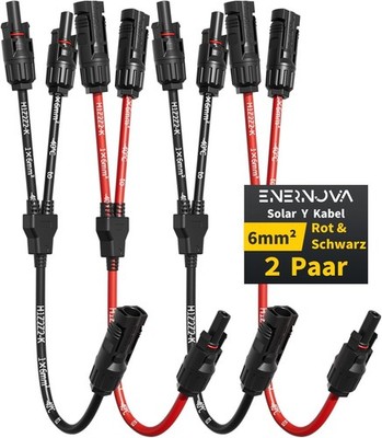 enernova 6 mm² Solarkabel Y Verteiler, 1Y2 Y Stecker Solar Paar, 10AWG Solar Y