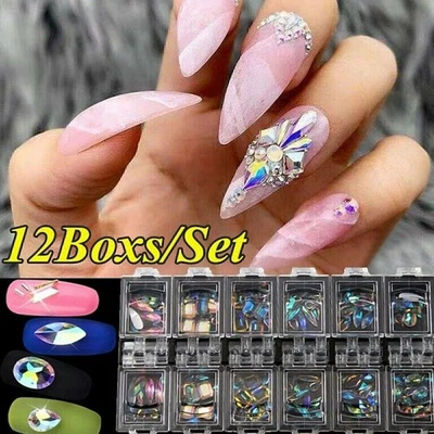 3D AB Diamond Gems Nagel Glitter Strass Kristallglas Nail Art Decor - Bild 1 von 4