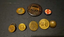 1900s Quincy, Illinois 'pin's and Assorted Buttons and Railroad  Pins (8)