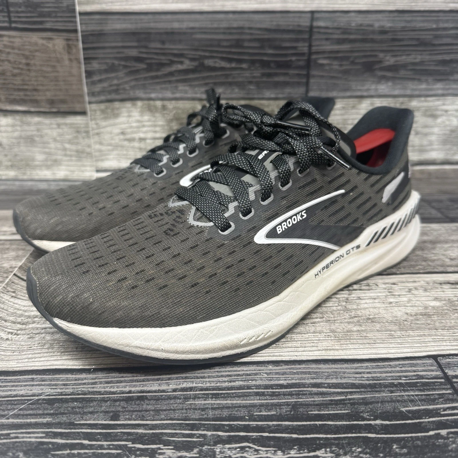 Brooks Hyperion GTS Mens Size 9.5 Black White Athletic Running Shoes Sneakers