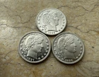 Lot of 3 1903 S 1896 S 1897 S Barber Silver Quarter 25C Coin