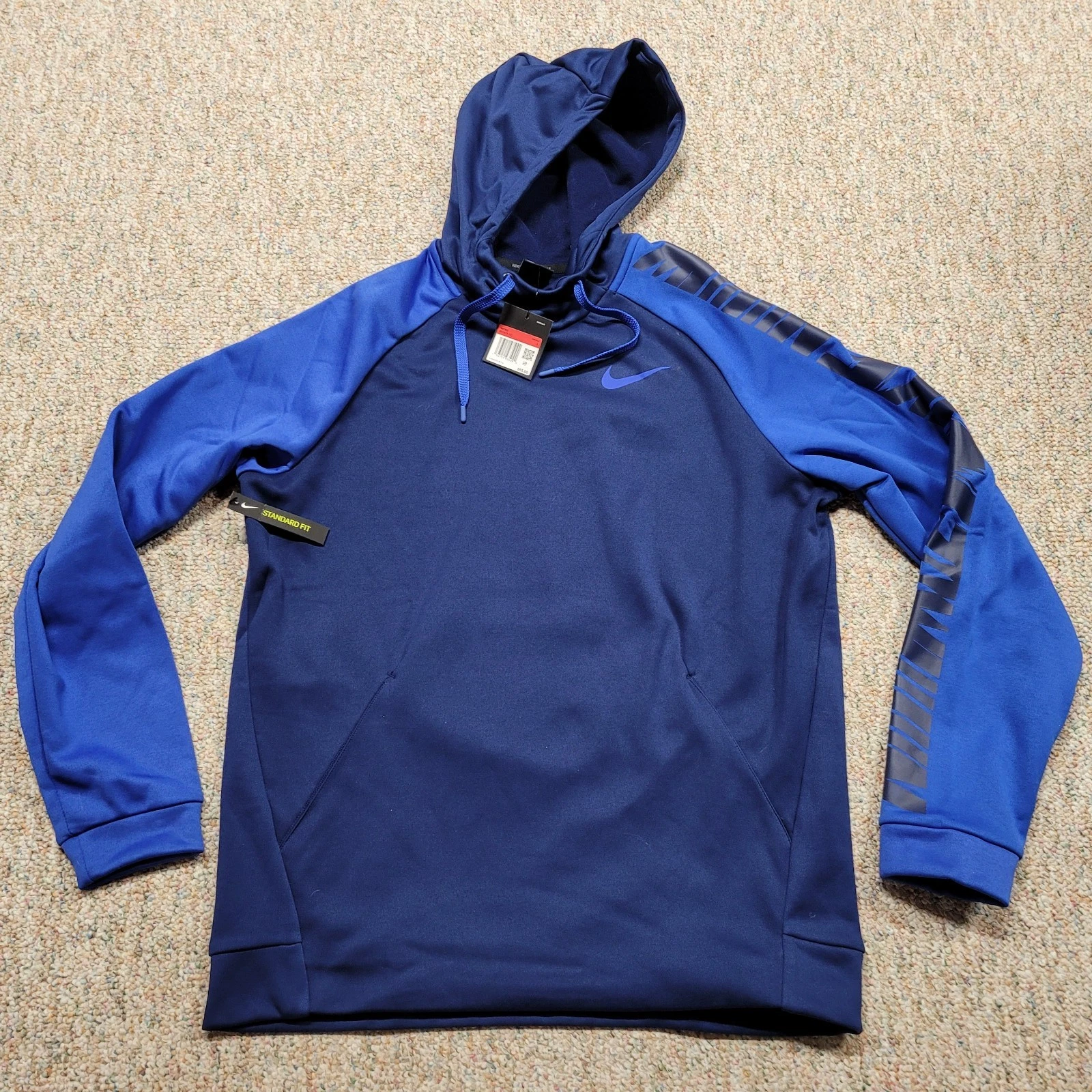 Nike Hoodie Mens Large Blue Therma Fit Pullover Training Long Sleeve Swoosh NWT