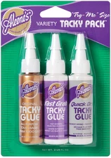 Aleene's Try Me Size Tacky Pack .66oz 3/Pkg Original, Fast Grab & Quick Dry