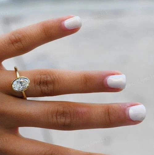 2.00Ct Oval-Cut VS1 Lab Grown Diamond Bezel Engagement Ring 14k Yellow Gold - Image 2 of 4