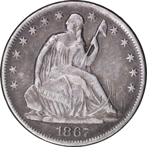1867-S 50c Seated Liberty Silver Half Dollar ~ Fine Details