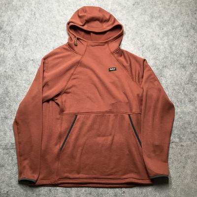 Fayettechill Hoodie Mens Medium Orange Polartec Grid Fleece Thumbholes Made USA