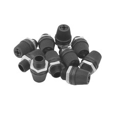 10x Gehäuse-Kabelzugentlastung mit Verschraubung, Metallmutter M10x1, schwarz