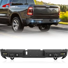 Rear Bumper W/ Sensor Holes & License Plate Lights For 2019-2025 Ram 2500 3500