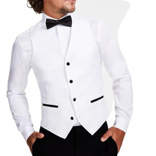 Alfani Men s Tuxedo Vest Medium White Slim Fit Stretch Solid FLAWS