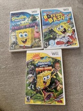 SpongeBob Wii Game Lot - Robotic Revenge + Boating Bash + Globs Of Doom Tested