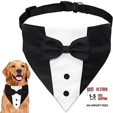 Large Bandana Collar for Dog Tuxedo - Bow Tie - Neck 15"-25"