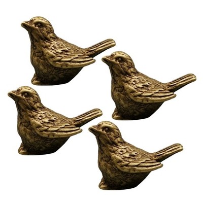 4PCS Copper Bird Antique Sculpture Bathbath Decorative Sparrow Figurine TeaPet
