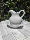 Vintage Frankoma Pottery White Pitcher  Wash Basin Bowl 30A & 30B Made In USA