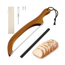 Bread Knife for Homemade Bread – 16" Walnut Bow Bread Cutter with Ultra-Sh