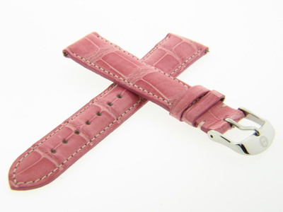 Michele Watch 18mm Embossed Alligator Leather Strap Pink MICHELE 18mm Blush Embossed Crocodile Leather Strap  main image 2