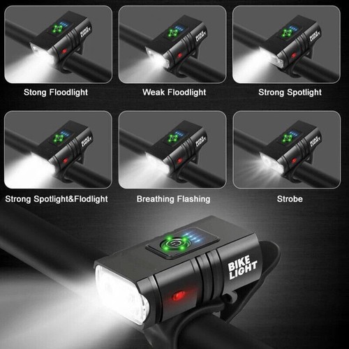 Mountain Bike Lights USB Rechargeable Bicycle T6 LED Torch Front Rear Lamp Set - Picture 2 of 19