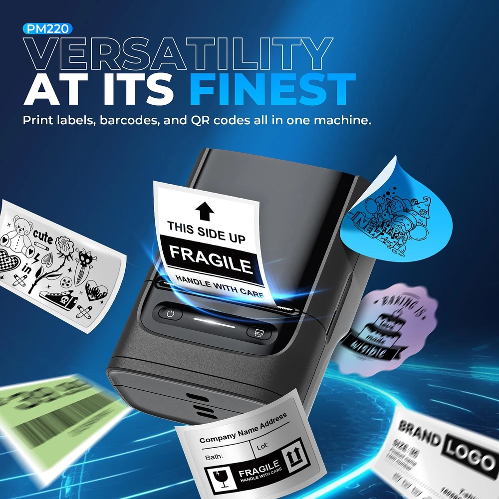 Bluetooth Label Maker PM220 with Thermal Tape, Portable Label Printer