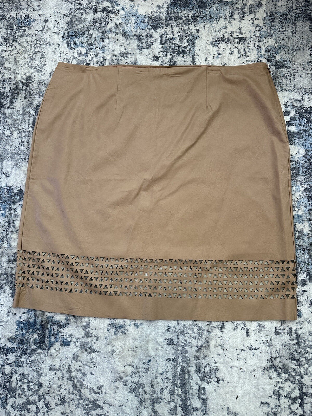 MYNT 1792 Camel Pleather Skirt W/ Cut Out Triangle Pattern Women’s Size 24W