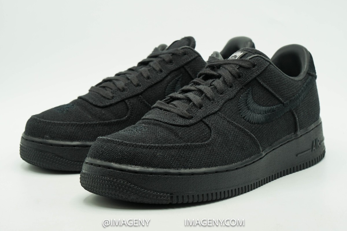 NIKE AIR FORCE 1 LOW USED SIZE 9.5 STUSSY BLACK CZ9084 001 NIKE AIR FORCE 1 LOW USED SIZE 9.5 STUSSY BLACK CZ9084 001