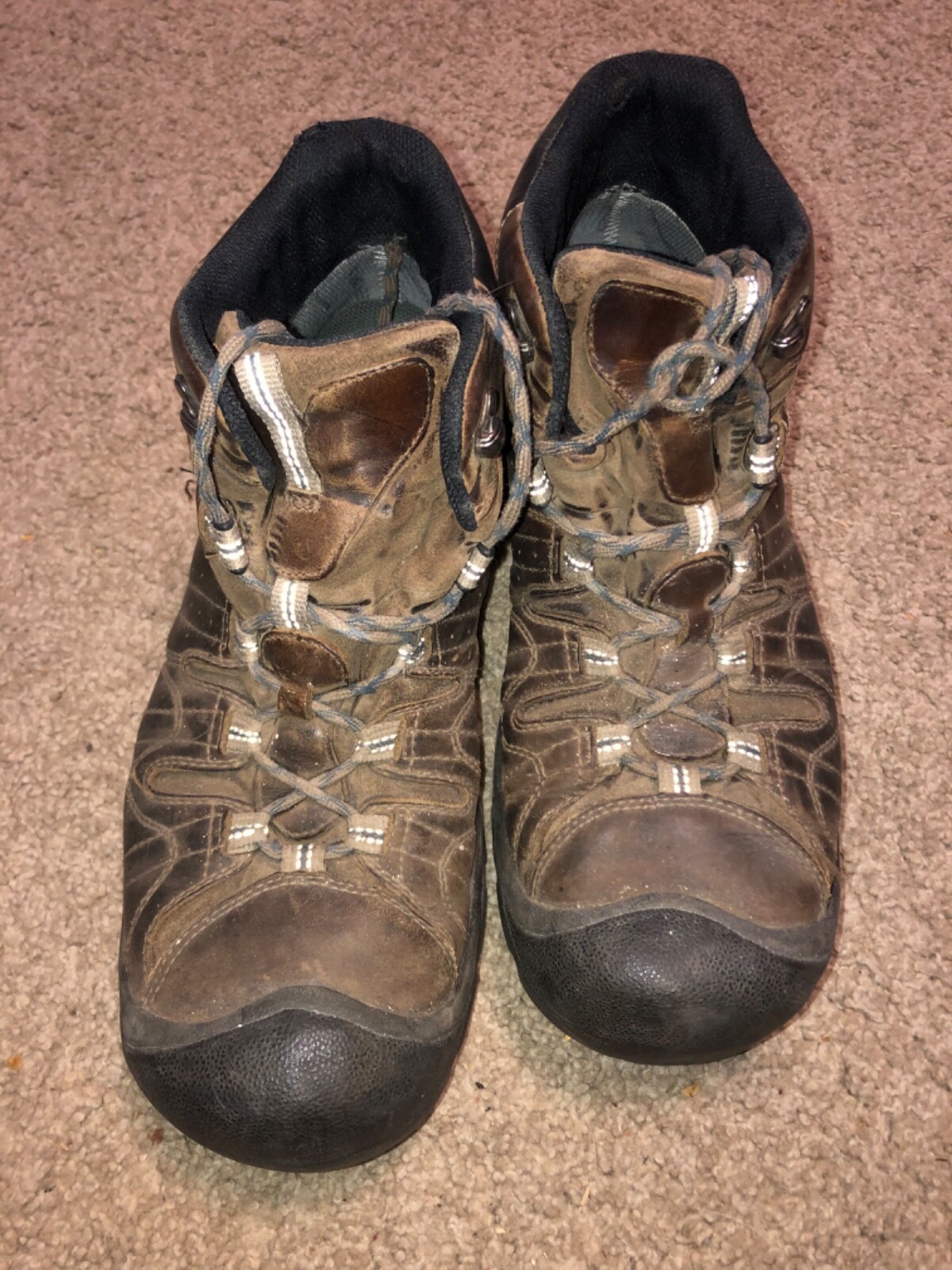 Keen stivali in pelle marrone e nero medio impermeabili scarpe da trekking uomo taglia 11 5