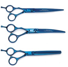 Dog Cat Pet Lefty Grooming Shears Blue Titanium Pro Quality Left Hand Scissors