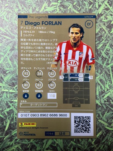 WCCF Footista 2019 Diego Forlan Atletico Madrid LE-R Soccer card Panini - Picture 2 of 2