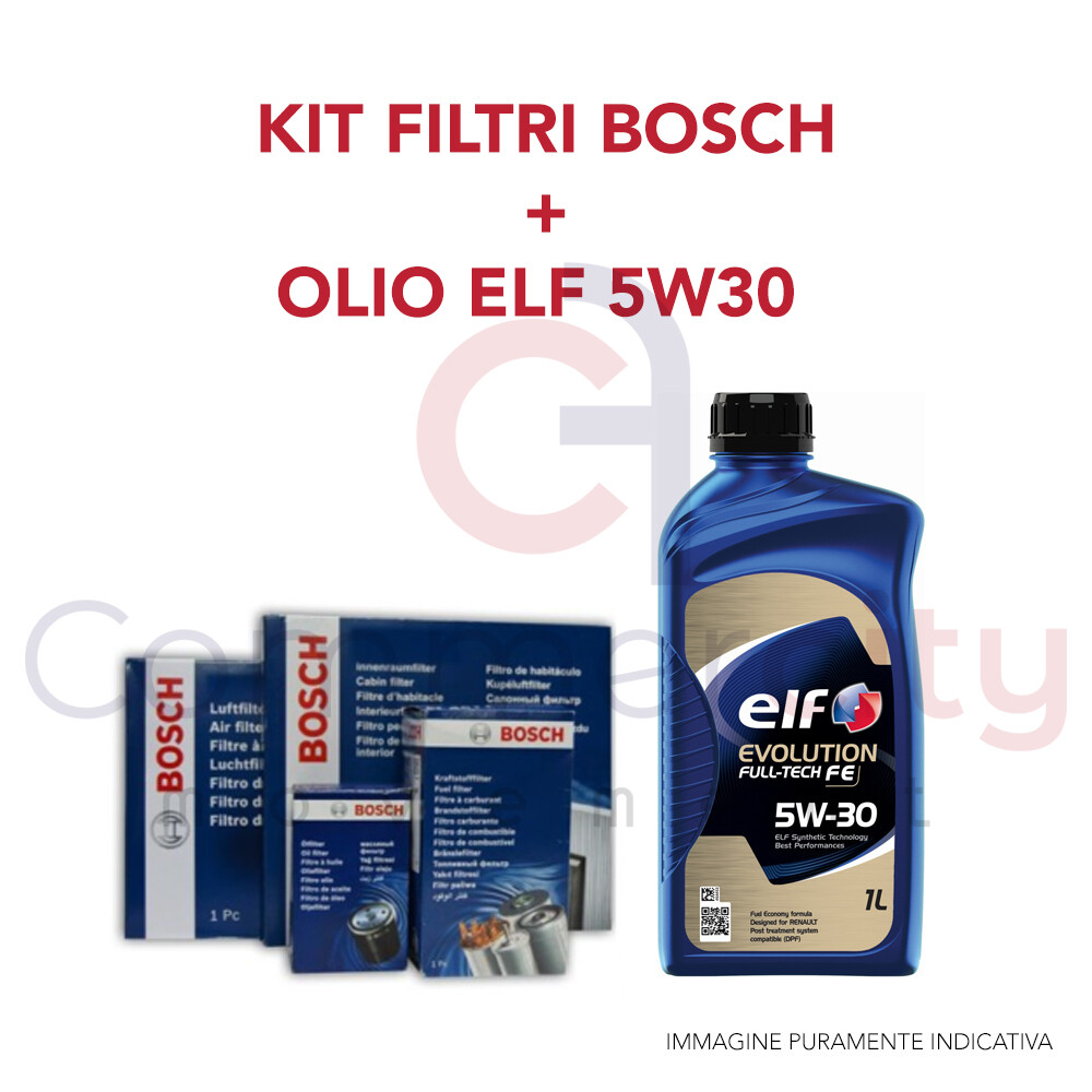 KIT TAGLIANDO FILTRI BOSCH + OLIO ELF 5W30 RENAULT KANGOO II 1.5...
