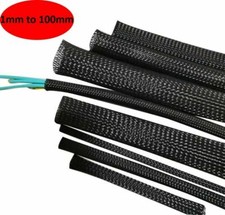 1mm to 100mm Black Braided Cable Sleeving Expandable Wire Harness Auto Sheathing