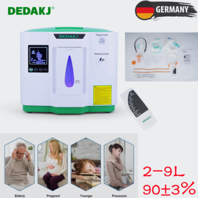 DEDAKJ 2-9L/min Sauerstoffkonzentrator 93% Sauerstoffgerät mit Fernbedienung