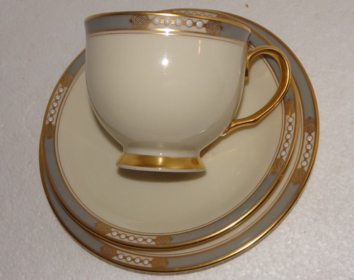 LENOX McKinley Bread & Butter Plate, Cup & Saucer Set Lot of 3 Gray Band, Dots - Picture 6 of 6