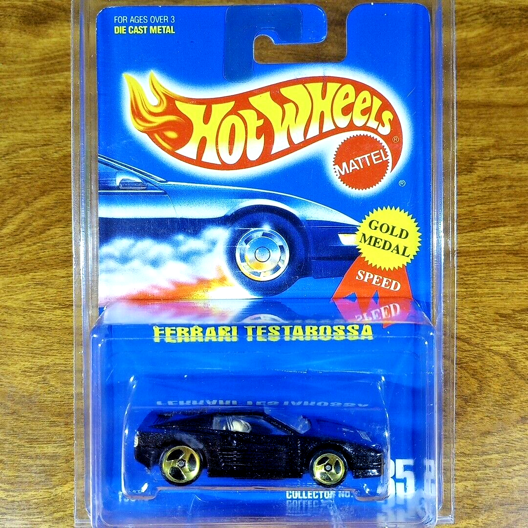 Hot Wheels Blue Card Ferrari Testarossa MF Black 35 Big Logo