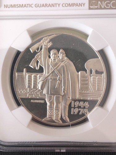 Bulgaria 5 Leva 1974 30th Anniversary Liberation Silver Coin NGC PF63UC - Picture 2 of 4