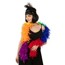 Rainbow Feather Boa Pride Accessory Costume Red Nose Day Fancy Dress Clown