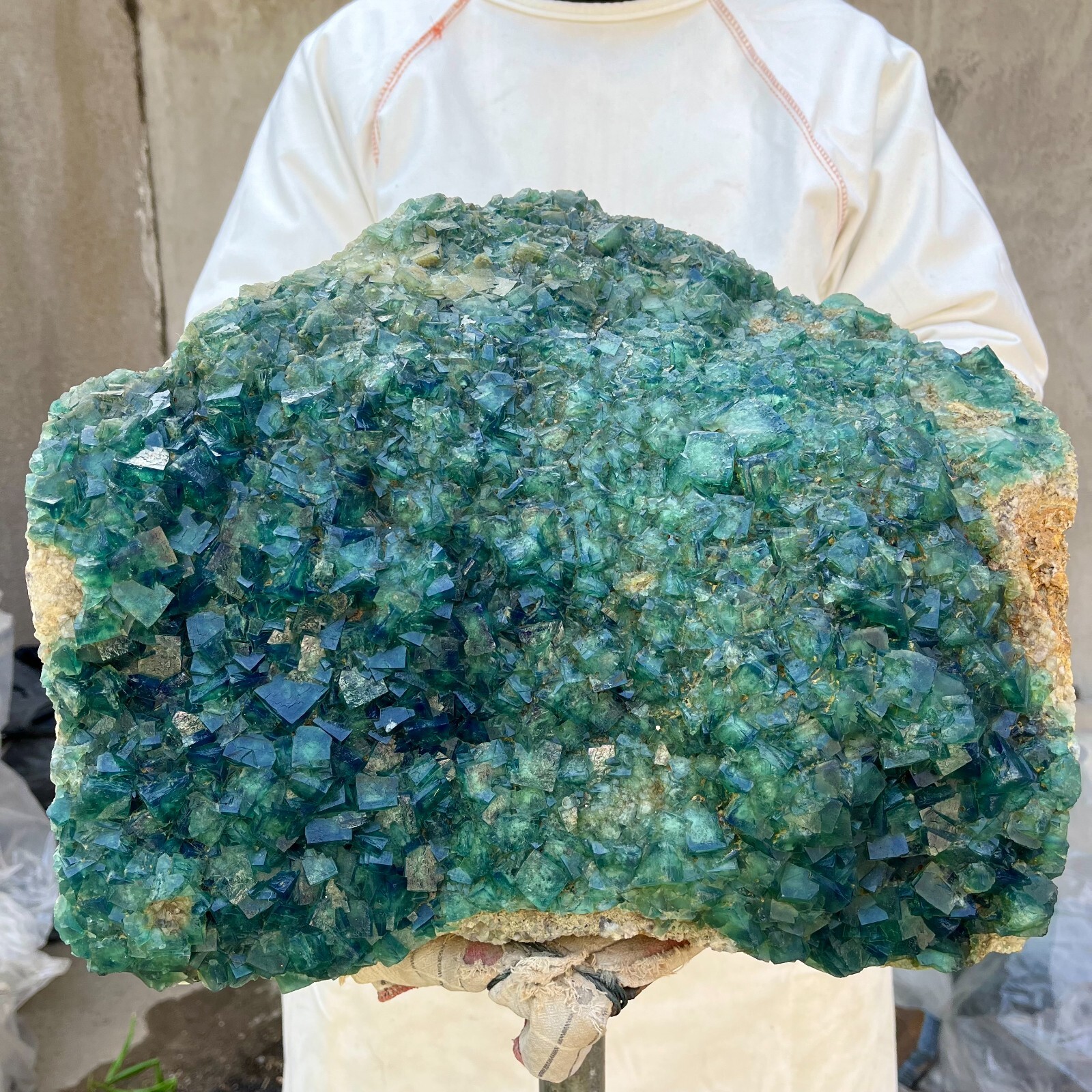 Natural Green Fluorite & Quartz Cluster Crystal Specimen 52.3lb Healing Energy