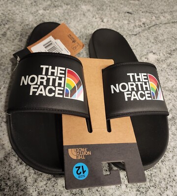 North Face Gay Pride Slides Black Sandals LGBT Flag Logo Sz  display picture 3