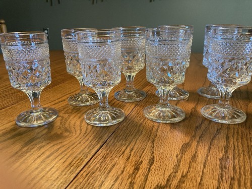 VINT. ANCHOR HOCKING WEXFORD WINE/JUICE GLASSES (8) 5 3/8"